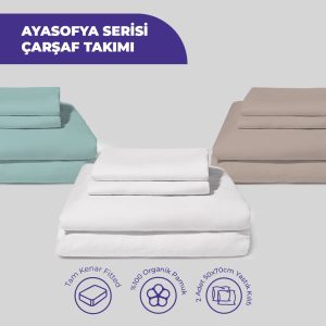 %100 Pamuk Lastikli Çarşaf Takım – Beyaz – Ayasofya Serisi