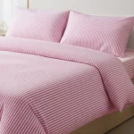 %100 Pamuk Çizgili Nevresim Takımı Pembe – Pera Serisi - 2