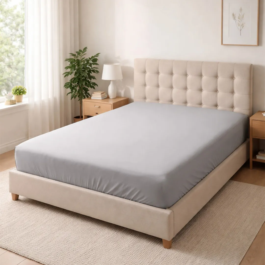 %100 Pamuk Ranforce Lastikli Çarşaf Gri – Dolmabahçe Serisi