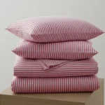 %100 Pamuk Çizgili Nevresim Takımı Pembe – Pera Serisi - 3