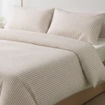 %100 Pamuk Çizgili Nevresim Takımı Cappuccino – Pera Serisi - 2