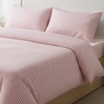 %100 Pamuk Çizgili Nevresim Takımı Toz Pembe – Pera Serisi - 2