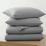 %100 Pamuk Çizgili Nevresim Takımı Antrasit – Pera Serisi - 3