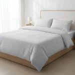 %100 Pamuk Çizgili Nevresim Takımı Gri – Pera Serisi - 1