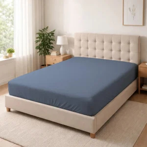 %100 Pamuk Ranforce Lastikli Çarşaf İndigo – Dolmabahçe Serisi