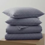 %100 Pamuk Çizgili Nevresim Takımı İndigo – Pera Serisi - 3