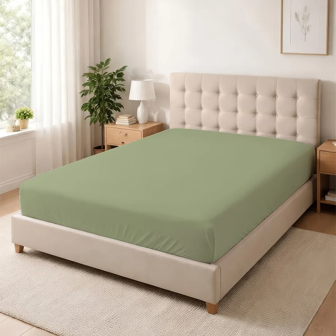 %100 Pamuk Ranforce Lastikli Çarşaf Haki- Dolmabahçe Serisi