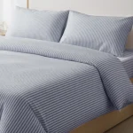 %100 Pamuk Çizgili Nevresim Takımı İndigo – Pera Serisi - 2