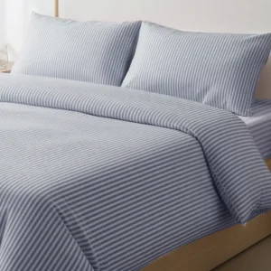 %100 Pamuk Çizgili Nevresim Takımı İndigo – Pera Serisi