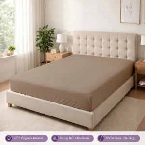 %100 Organik Pamuk Lastikli Çarşaf Toprak – Dolmabahçe Serisi