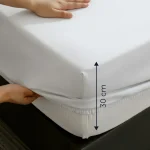 %100 Organik Pamuk Lastikli Çarşaf Beyaz – Dolmabahçe Serisi - 3