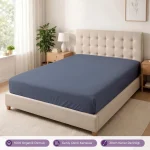 %100 Organik Pamuk Lastikli Çarşaf İndigo – Dolmabahçe Serisi - 2