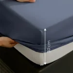 %100 Organik Pamuk Lastikli Çarşaf İndigo – Dolmabahçe Serisi - 3