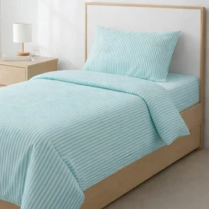 %100 Pamuk Çizgili Nevresim Takımı – İndigo / Pera Serisi